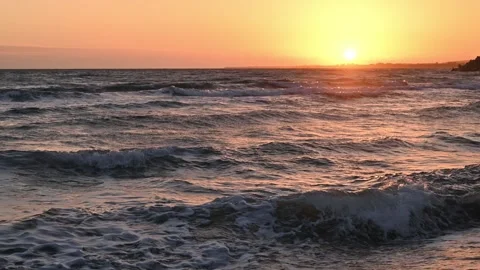 Sea waves during sunset time Stock Footage 262033938