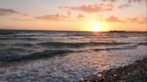 Sea waves during sunset time Stock Footage 262039217