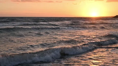 Sea waves during sunset time Stock Footage 262039450