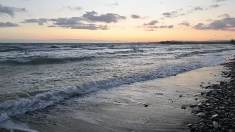 Sea waves during sunset time Stock Footage 265934330