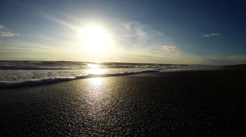 Sea waves on a empty sandy beach Stock Footage 41862288