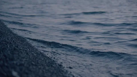 Sea waves in the evening at sunset on the Alakol Stock Footage 285943668