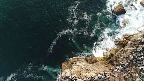 Sea Waves Exploding on the Rocks Stock Footage 75807912