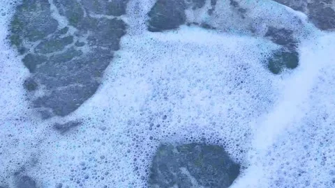 Sea, Waves Falling on the Shore Foaming Close-up, Foam, Wave. Ocean, Foaming Rol Video stock 306932590