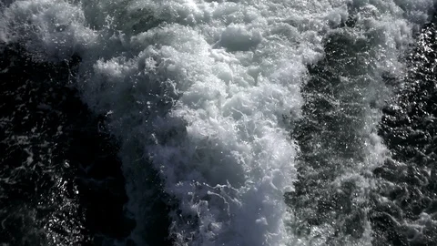 Sea Waves Foam Behind the Ferryboat 2 Stock Footage 100201717