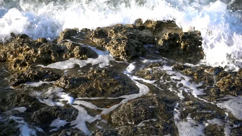 Sea Waves Foam on Rocks Stock Footage 92826614