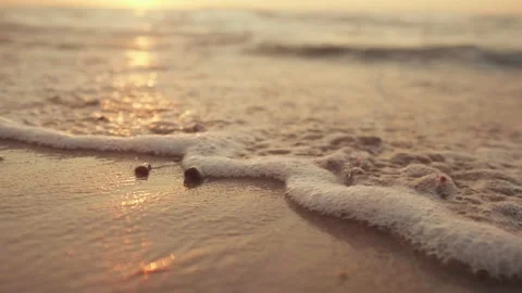 Sea waves with foam on a sandy beach Stock Footage 159720014