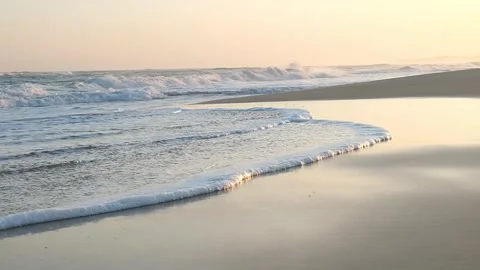 Sea Waves - Ground level, sea washes to shore and reflects on wet sand Vídeos de archivo 244686088