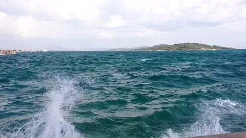 Sea waves at harbor Stock Footage 146699424