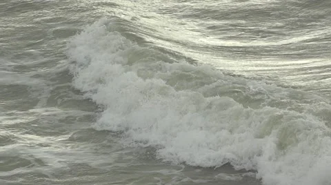 Sea waves with a height of close-up. Slow motion. Stock Footage 52698663
