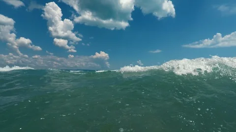 Sea waves hit camera Stock Footage 115789586