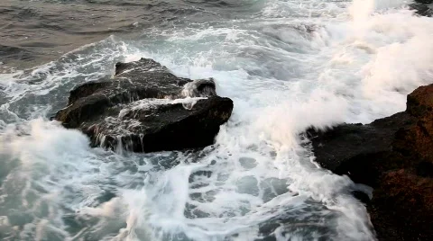 Sea waves hit the rocks Stock Footage 617624
