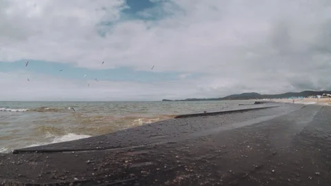 Sea waves hit a sunken ship Stock Footage 127688392