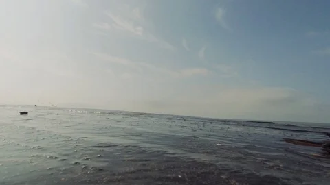 Sea waves hit a sunken ship Stock Footage 127695356