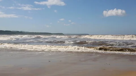 Sea waves hitting the beach after a storm. Sea of Japan, Russia. Video stock 53202740