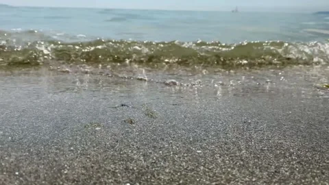 Sea ​​waves hitting the beach Stock Footage 240411365