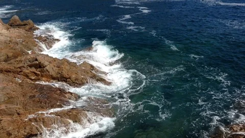 Sea waves hitting the rocks Stock Footage 91964019