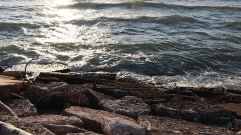 Sea waves hitting rocks Stock Footage 111711160