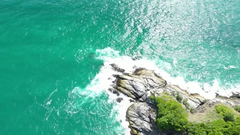 Sea waves hitting the rocks Stock Footage 296161449