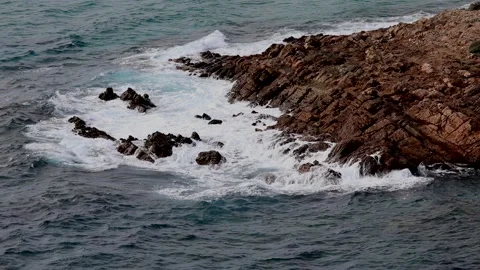 Sea Waves Hitting The Rocks. Video. No Audio. Stock Footage 145857845