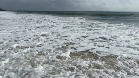 Sea waves hitting on the sand beach Video stock 164238521