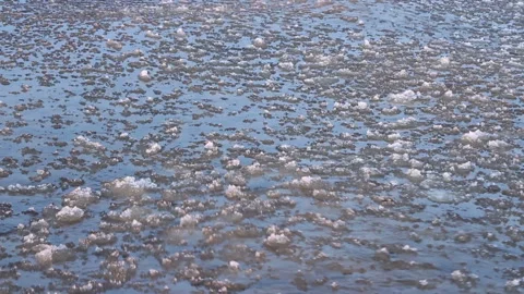 Sea waves, ice slush abstract natural background Stock Footage 256096444