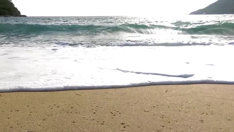 Sea waves at Koh yao noi island beach, phuket, Thailand Stock Footage 131358043