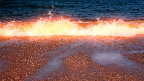 Sea waves landscape at sunset background Stock Footage 126150216