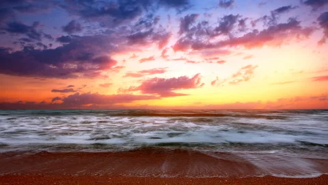 Sea waves landscape at sunset background Stock Footage 130735258