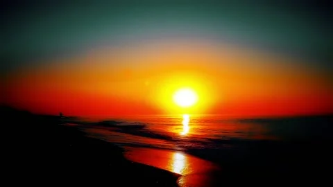 Sea waves landscape at sunset background Stock Footage 145803336