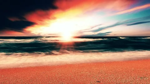 Sea waves landscape at sunset background Stock Footage 155348997