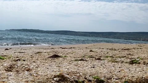 Sea waves lap at the shore Video stock 50374118