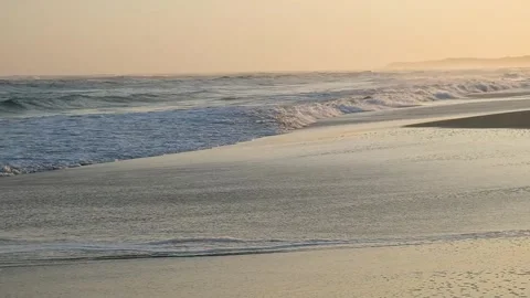 Sea Waves - Medium shot - Sunset waves gently wash Vídeos de archivo 244686091
