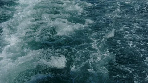 Sea waves in motion after the passage-boat, launch. Video stock 97114938
