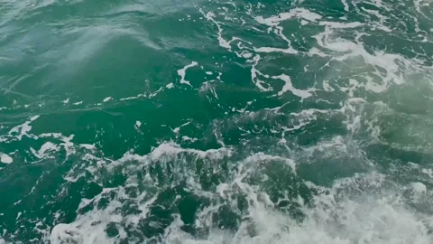 Sea waves from moving ferry boat on the Marmara Sea, İstanbul, water texture Stock Footage 186037101