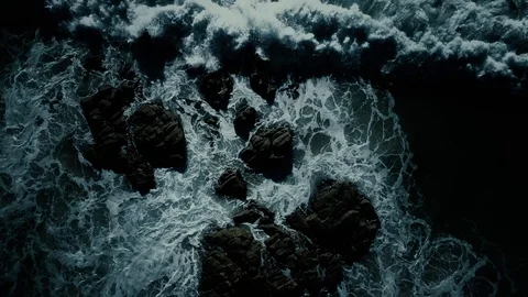 Sea Waves at Night Aerial View Stock Footage 123432075