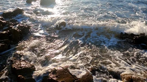 Sea waves - not edited - waves crashing against the rocks Video stock 257243161