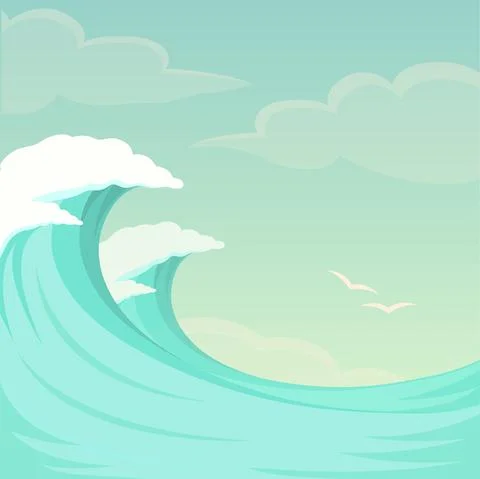 Sea waves, ocean Stock Illustration