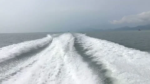 Sea Waves, Ocean Wave Caused by Speed Boats. Stock Footage 155629829