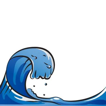 Sea waves or ocean vector art drawing Illustrazione stock