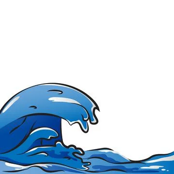 Sea waves or ocean vector drawing illustration Illustrazione stock