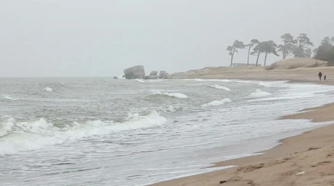Sea waves over sand beach Stock Footage 36740040