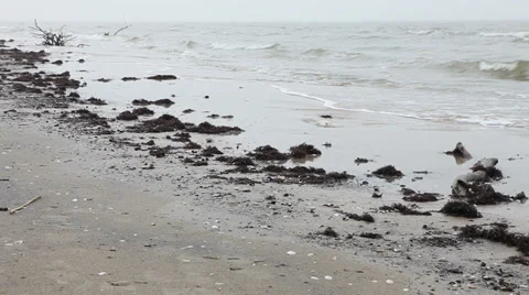 Sea waves over sand beach Stock Footage 37218538