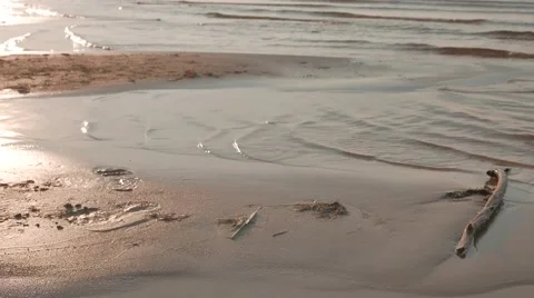 Sea Waves over Sand Beach Stock Footage 61611786