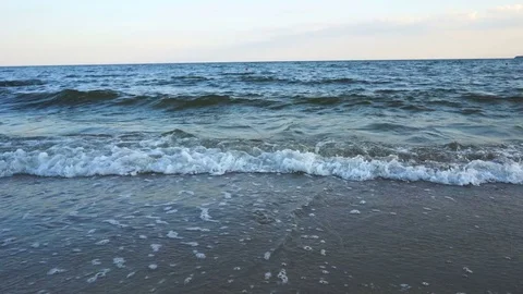 Sea Waves over Sand Beach Holiday Background Stock Footage 85147148
