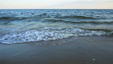Sea Waves over Sand Beach Holiday Background Stock Footage 88220342
