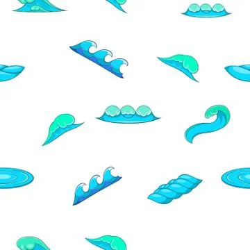 Sea waves pattern, cartoon style Illustrazione stock