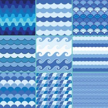 Sea waves pattern, summer pattern Stock Illustration