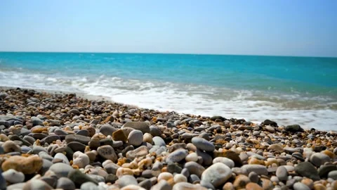 Sea waves on a pebble beach, a beautiful soothing background. Stock Footage 161143447