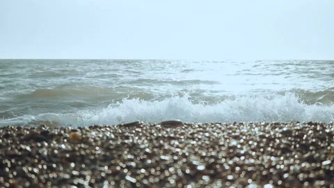 Sea waves on a pebble beach Stock Footage 194993205